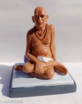 Indian handcrafted poly resin Shri Swami Samarth Murti for car dashboard or home office, measures 3x3x2 inches